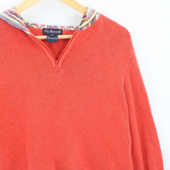 F. by Faconnable Sweater Women's Casual Pink Pullover V Neck Hooded Size M - Picture 2 of 8